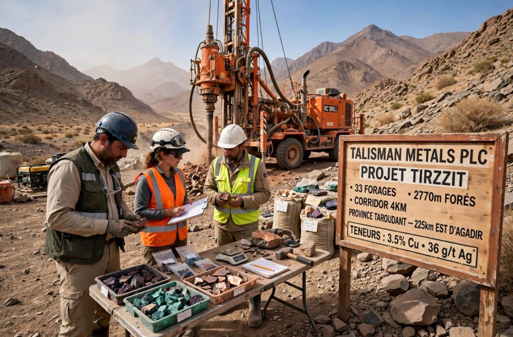 Talisman Metals révèle des teneurs en cuivre et argent à Tirzzit بب