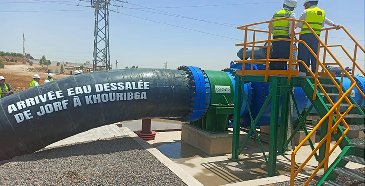 pipeline J2K reliant lusine de dessalement de Jorf Lasfar au site minier de Khouribga